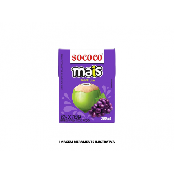 AGUA DE COCO - SOCOCO - 200ML UVA - CX24